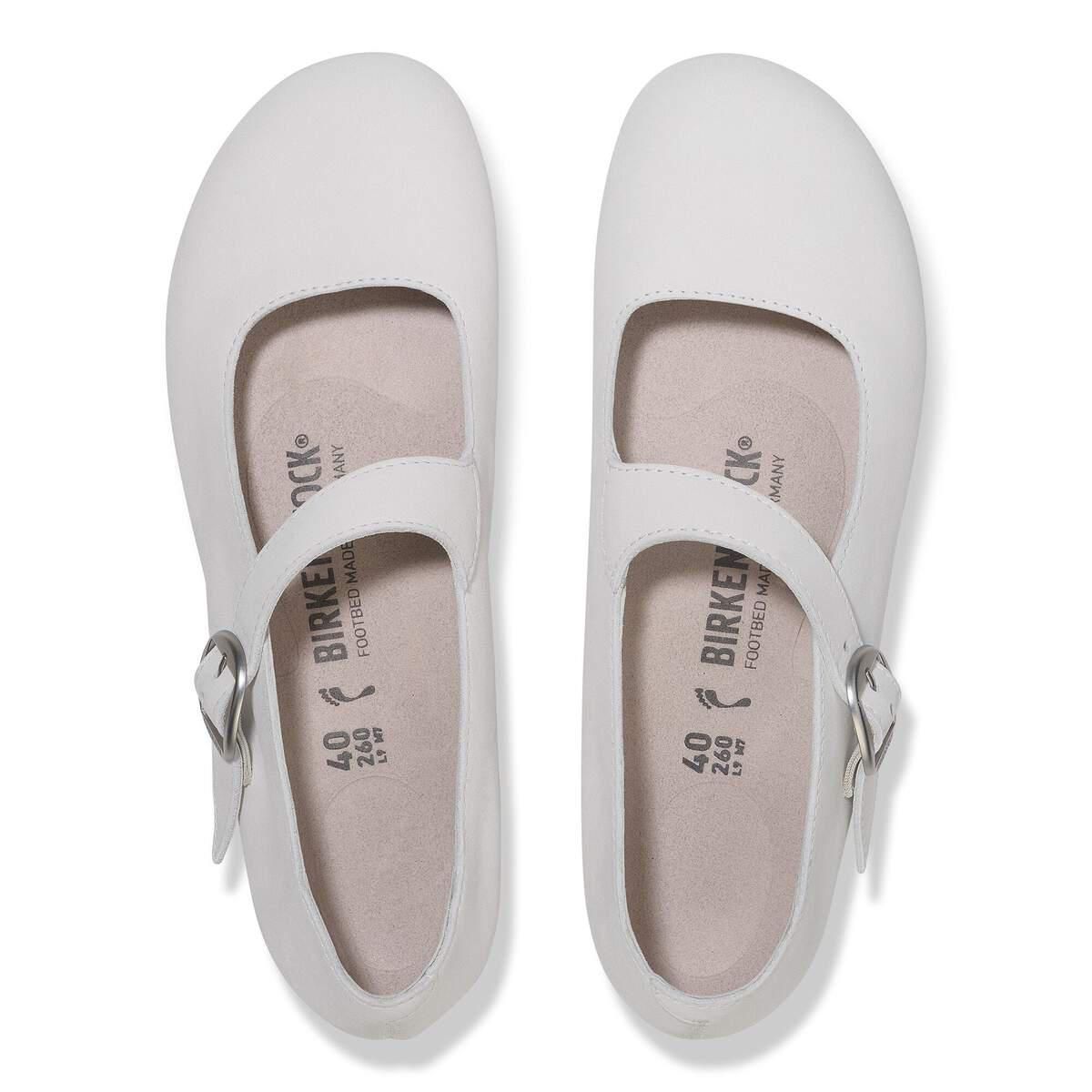 버켄스탁 누벅레더 메리제인 스트랩 버클 화이트 발레리나 플랫 1029772 ANTIQUE WHITE - 상세 이미지 3
