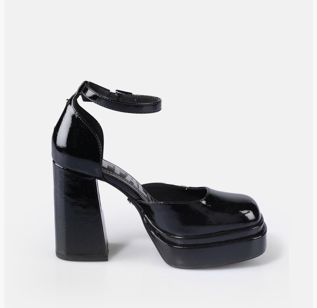 버팔로 플랫폼 블랙 에나멜 앵클 스트랩 펌프스 02474953 SCHWARZ - 상세 이미지 5