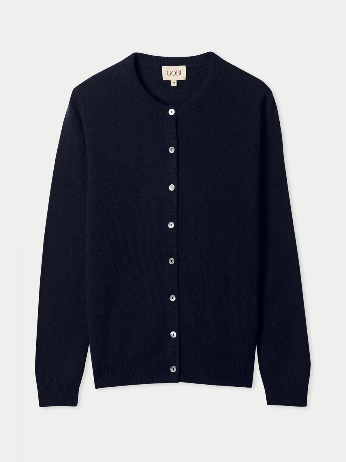고비캐시미어 프리미엄 캐시미어 라운드넥 버튼 가디건 KW021011-1574S0000-005D NAVY BLAZER - 상품 이미지