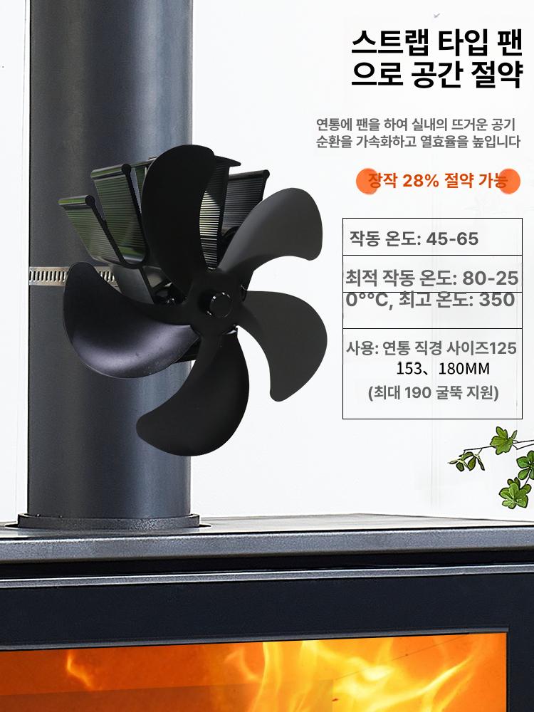 무동력팬 난로 선풍기 열순환 공기순환 히터 동계 써큘레이터 5날개 블랙 222 기타 열 에너지 변환 - 상세 이미지 4