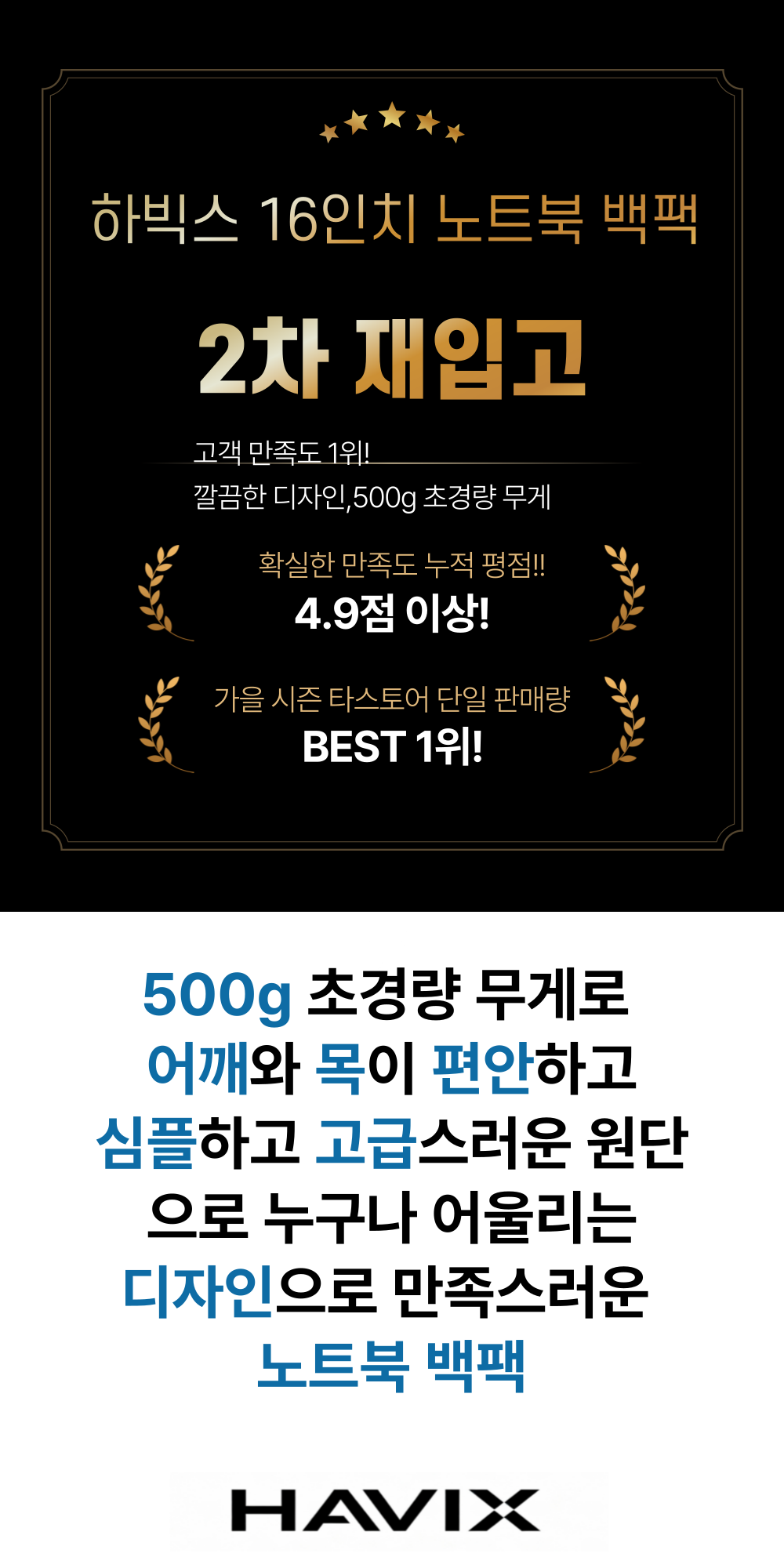 직장인 초경량 노트북 백팩 슬림 학생 가방 여행용 출장용 비지니스 - 상세 이미지 2