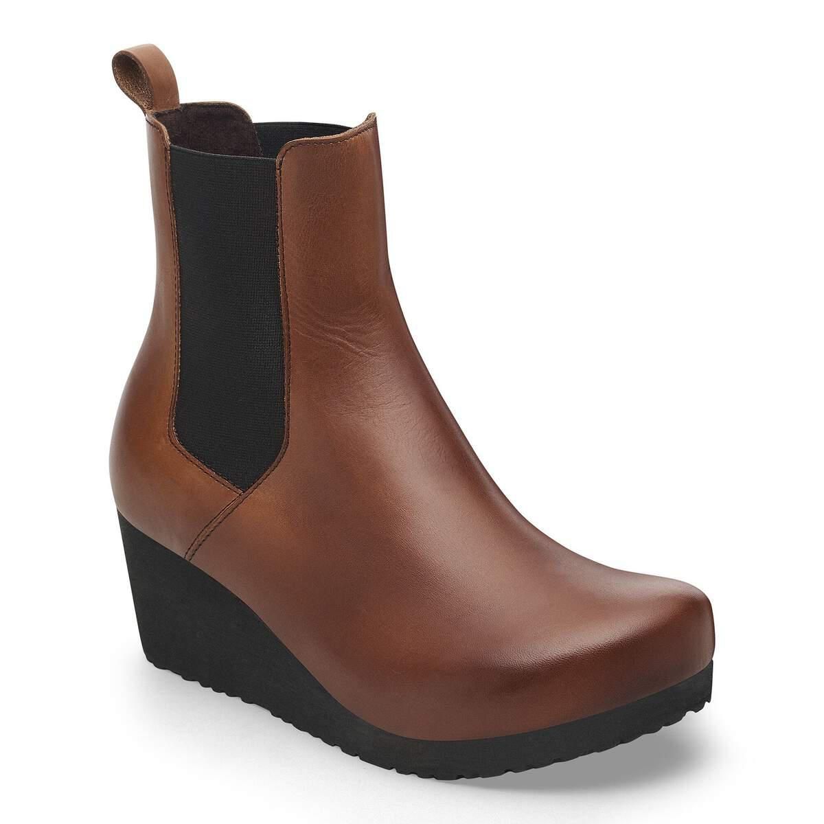 파필리오 에바 슬립온 천연가죽 웨지 앵클부츠 1028385 BLACK/COGNAC - 상세 이미지 2