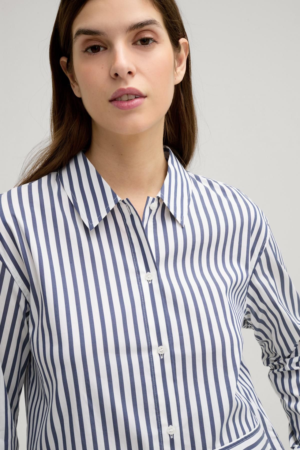 윱 네이비 화이트 스트라이프 클래식 블라우스 30046523-10019215-409 WEISS/DUNKELBLAU GESTREIFT - 상세 이미지 5