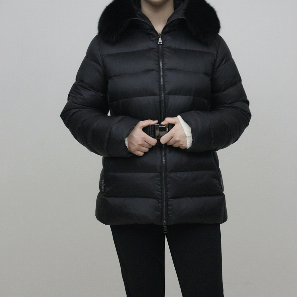 여성 겨울 여우털 오리털 덕다운 M 벨티드 패딩 이미지 8