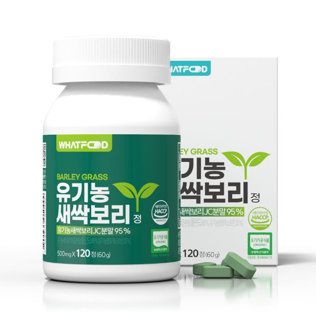 왓푸드 유기농 새싹보리 정 (500mg x 120정) 착즙분말 - 상품 이미지