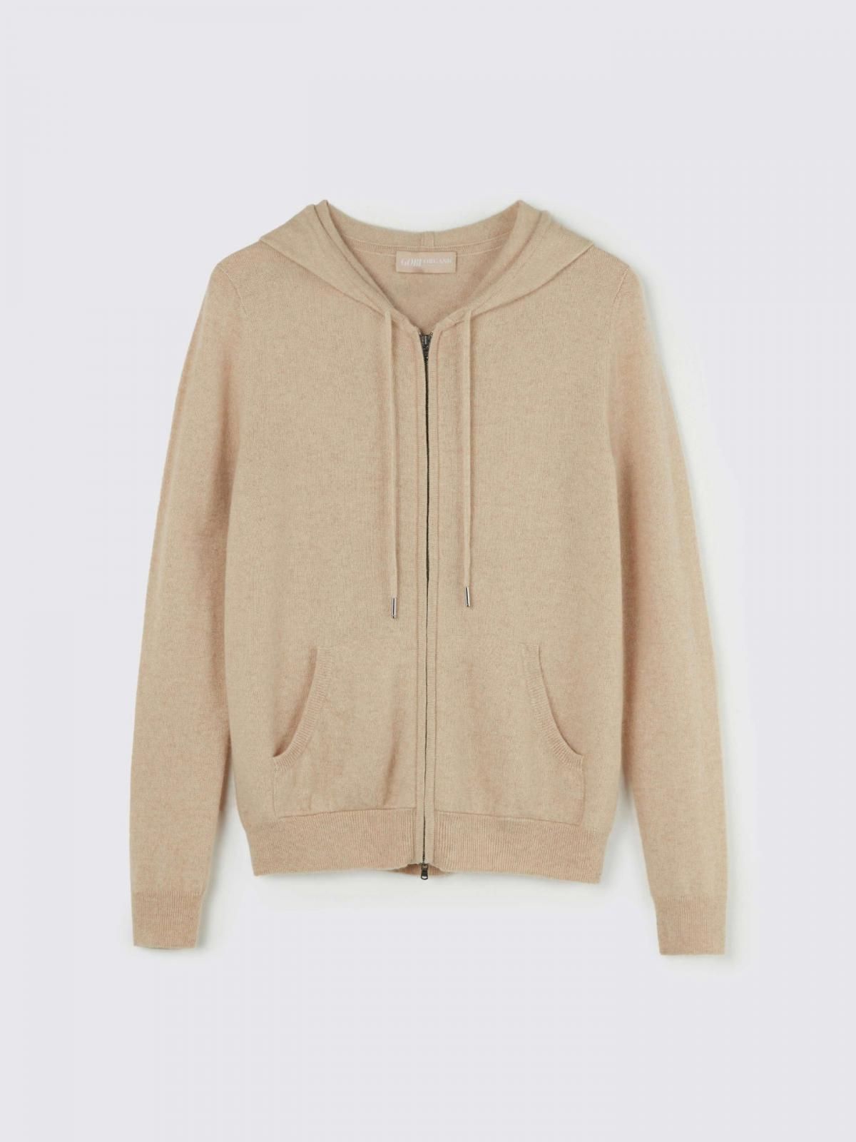고비캐시미어 프리미엄 내추럴 캐시미어 집업 후드티 KW120379-0002S0000-002E BEIGE - 상품 이미지