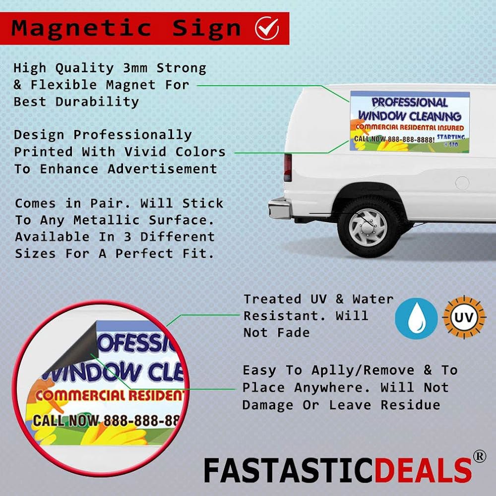 Fastasticdeals Help Wanted Business 자동차 표지판 자석 도어 2개 30.5x22.9cm(12x9인치) 세트 12x9 Inches - 상세 이미지 2