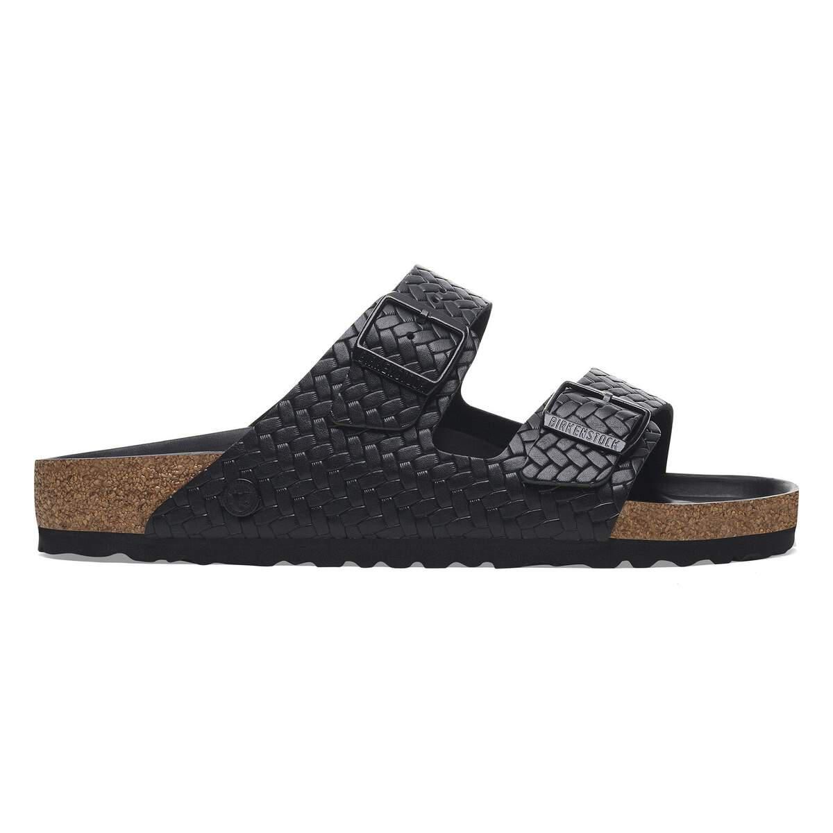 버켄스탁 아리조나 리벳 로고 내추럴레더 버클 샌들 1029133/1029175 WOVEN EMBOSSED BLACK - 메인 이미지