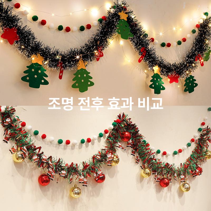 크리스마스가랜드 파티용품 홈파티 풀세트 만들기 벽트리 스타일 01 깃발+스노우플레이크+조명 - 상세 이미지 2