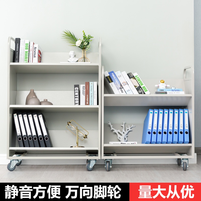 북트롤리 책꽂이 서점 북웨건 트레이 책장 철제 웨건 이동형 2단 3단 - 상세 이미지 2