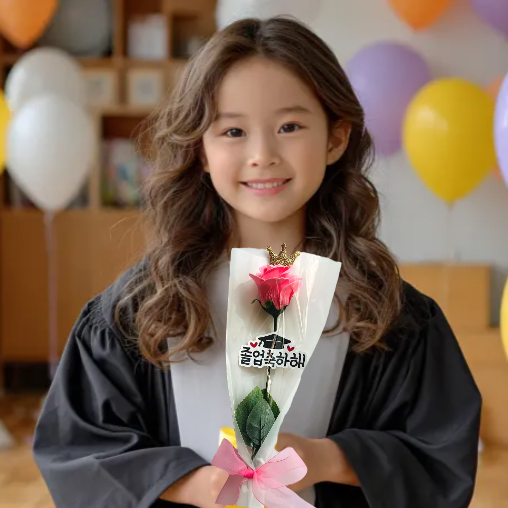 꽃한송이 비누꽃다발 졸업식 토퍼 장미 어린이집 학교 단체 행사 핑크 졸업축하해 - 상세 이미지 2