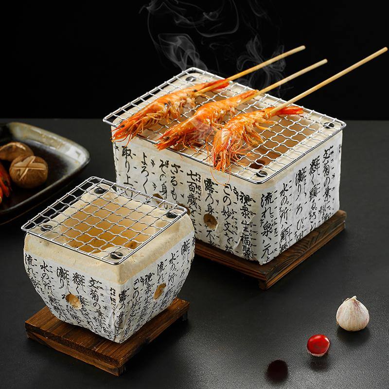 미니화로 캠핑화로대 석쇠 불판 일본식 1인 꼬치 직사각 12x12cm 정사각형 - 상품 이미지