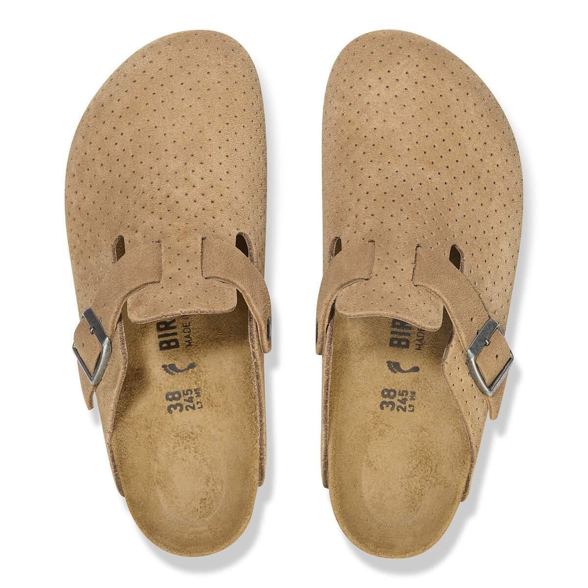 버켄스탁 컴포트 벨루어 레더 펀칭 버클 보스턴 뮬 베이지 1027014 EMBOSS DOTS NEW BEIGE - 상세 이미지 3