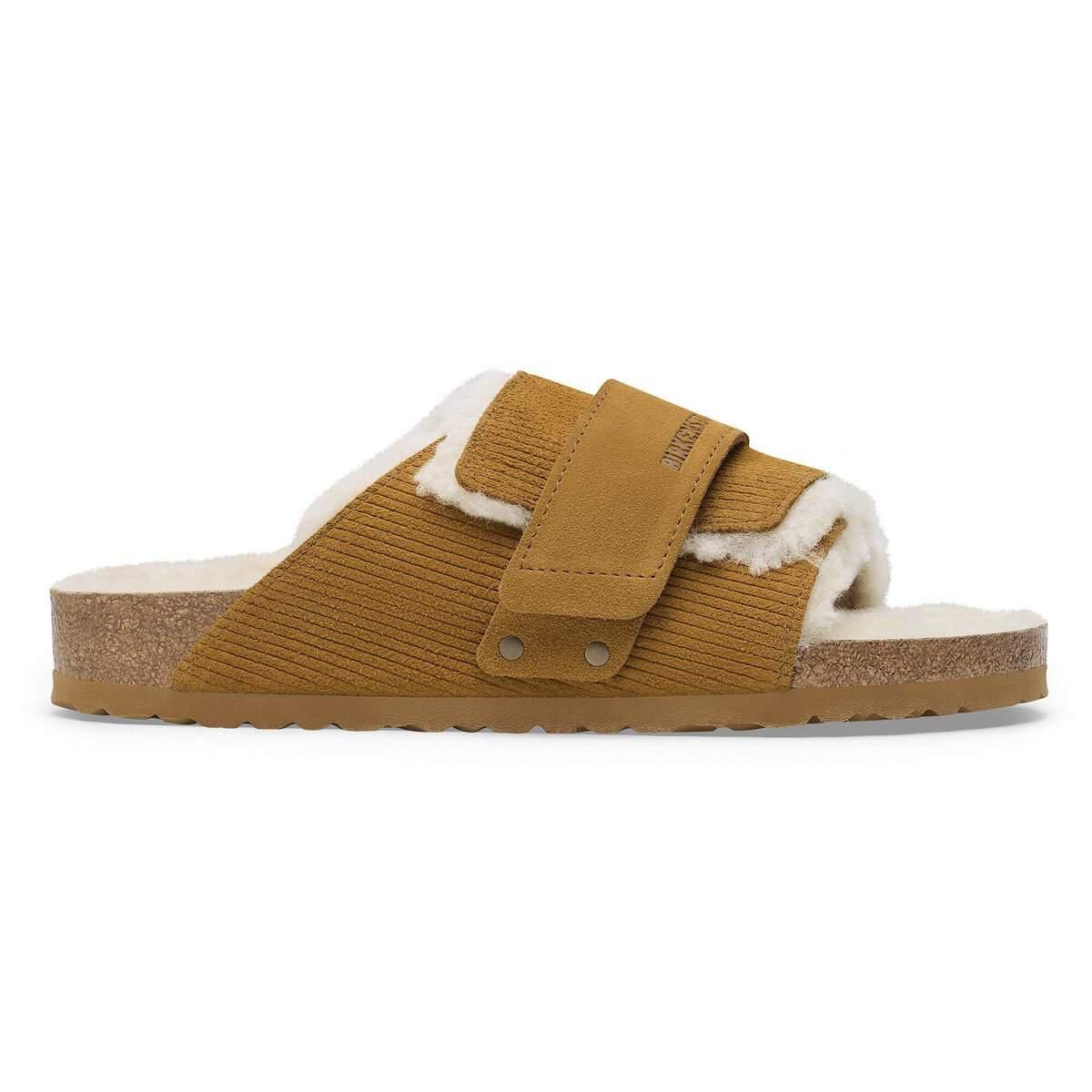 버켄스탁 교토 시어링 스웨이드 슬라이드 샌들 1028178/1028214 CORDUROY CORK BROWN - 상품 이미지