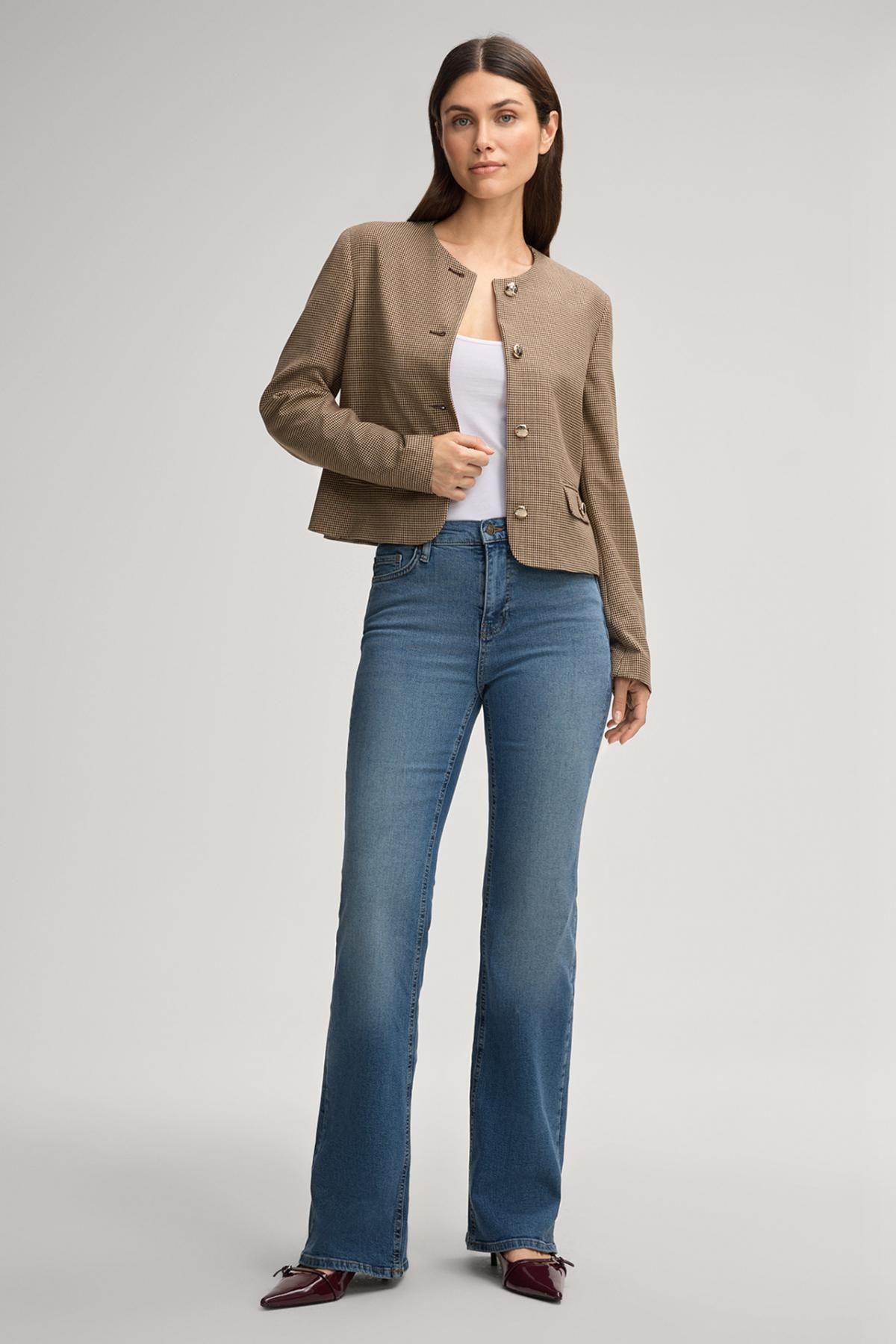 윱 체크 라운드넥 재킷 베이지 브라운 30048276-10020169-981 ONE COLOR - 상세 이미지 3