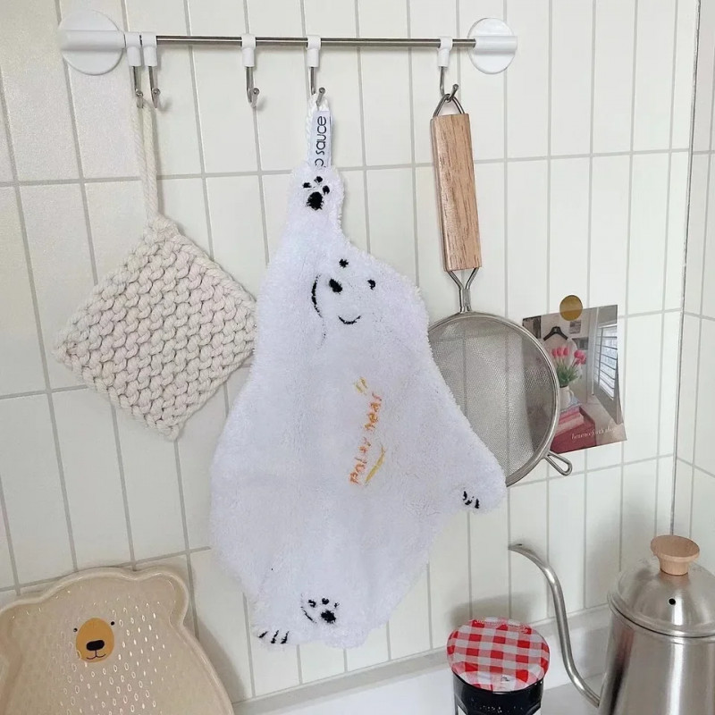 북극곰 핸드타올 타월 센스있는집들이선물 답례품수건 흡수성타올 2colrs 화이트 - 상세 이미지 3