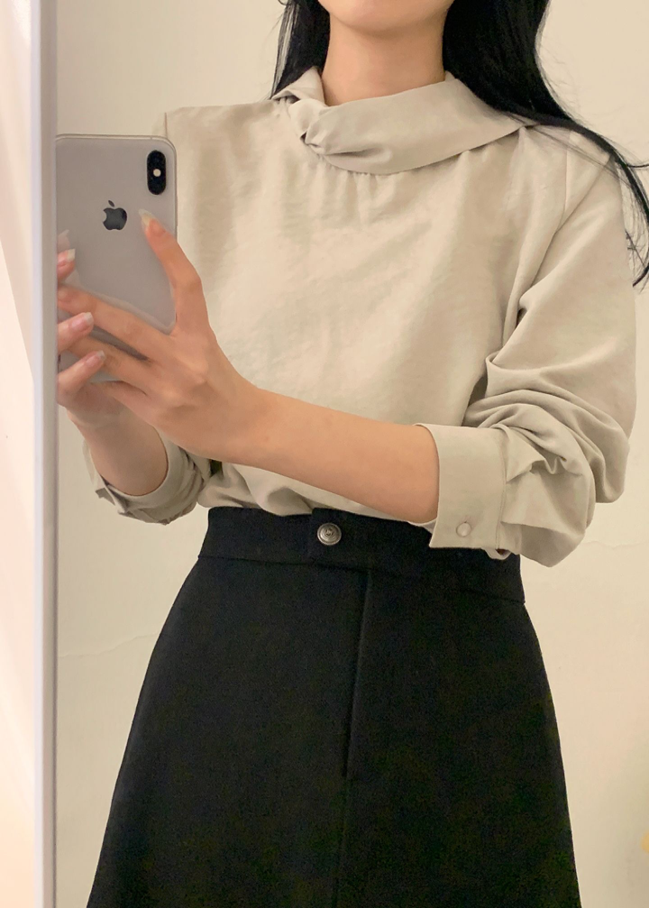 겨울 하객룩 면접 리본 타이 블라우스 셔츠 이미지 6