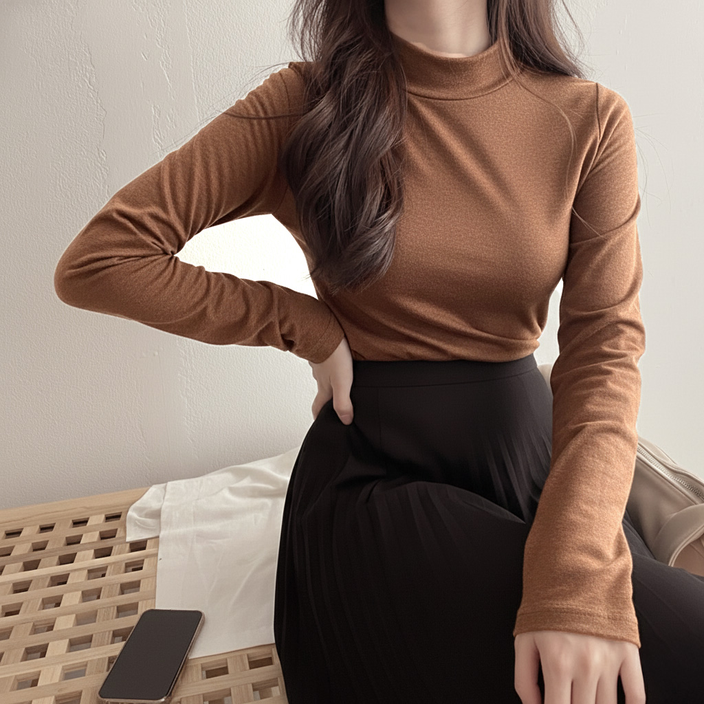 1+1 목기장선택가능 기모폴라티 여성반목폴라 목폴라티 여성목티 기모이너스판 겨울이너기본템 이미지 7