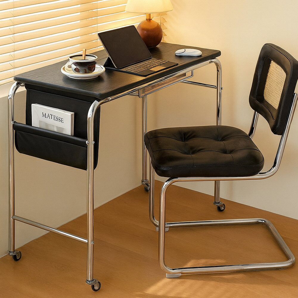 수납강화 바퀴달린 이동식 테이블 슬림 베란다 창가 사이드테이블 블랙