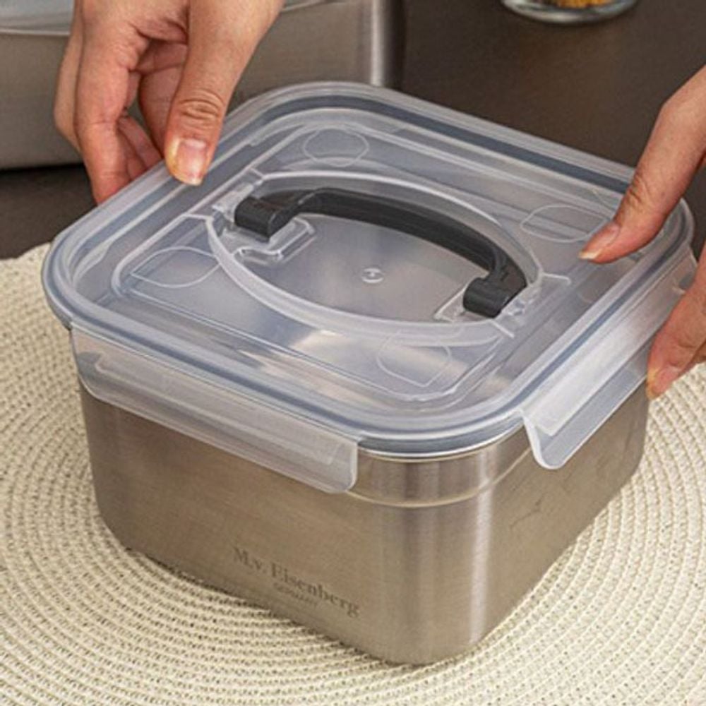 아이젠베르그 밀폐용기 정사각 스텐 반찬통 3000ml - 상품 이미지