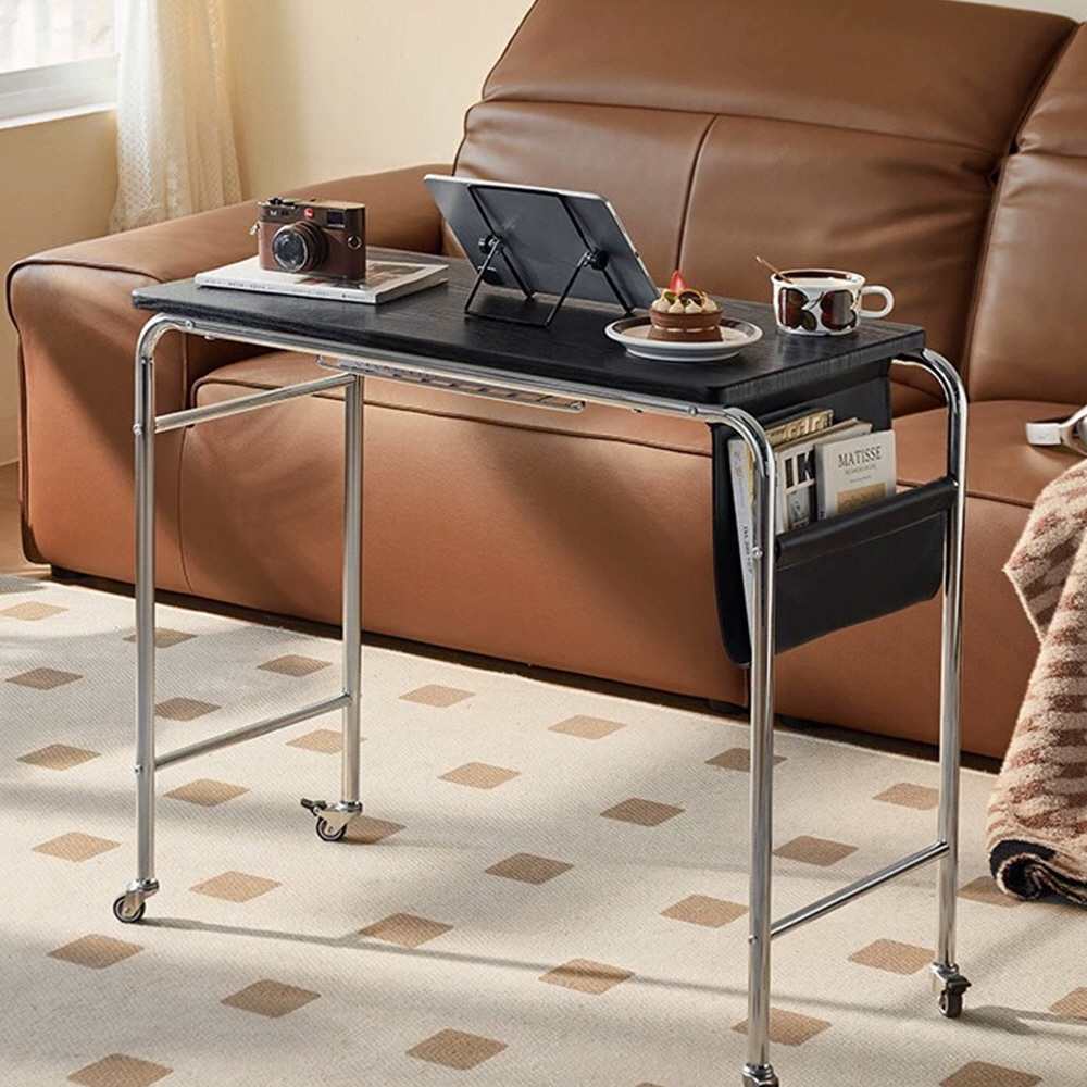 수납강화 바퀴달린 이동식 테이블 슬림 베란다 창가 사이드테이블 블랙