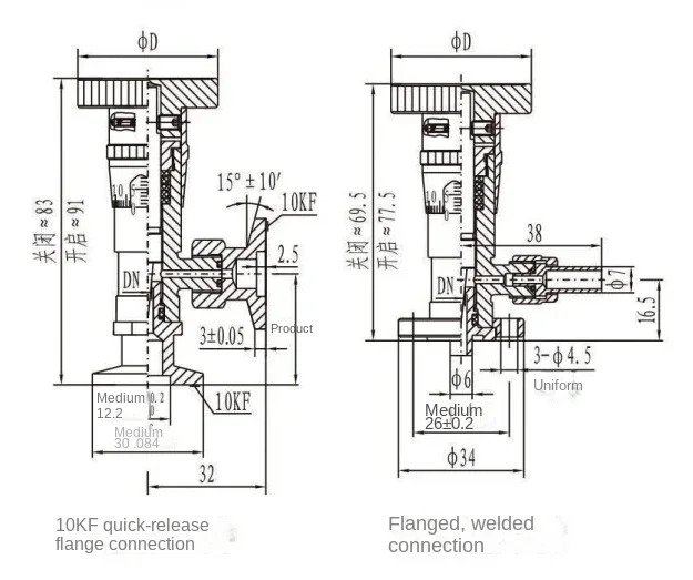 고진공 마이크로미터 밸브 GW-J200 GW-J30-T 스테인레스 스틸 핀 제거 진공 수동 제어
