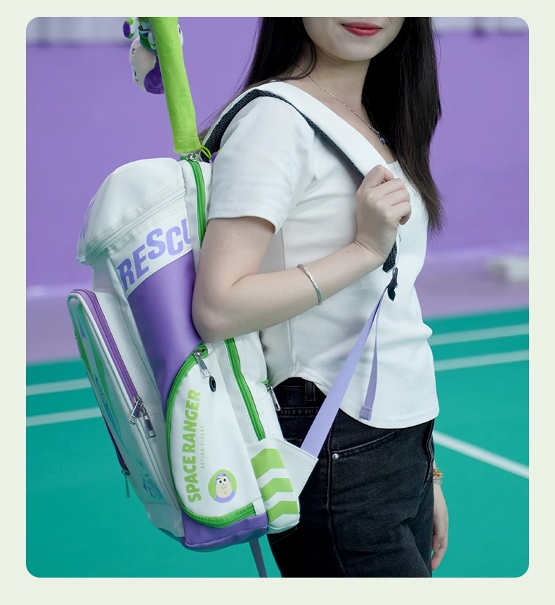 MESUCA 디즈니 토이스토리 버즈 배드민턴 테니스 백팩 가방 화이트 - 상세 이미지 3
