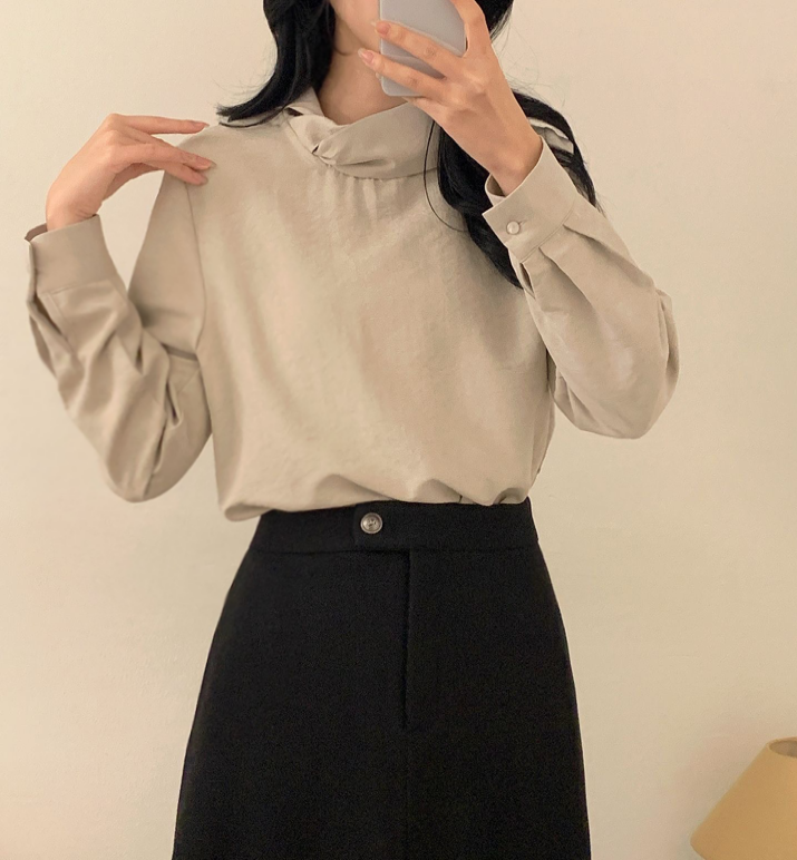겨울 하객룩 면접 리본 타이 블라우스 셔츠 이미지 8