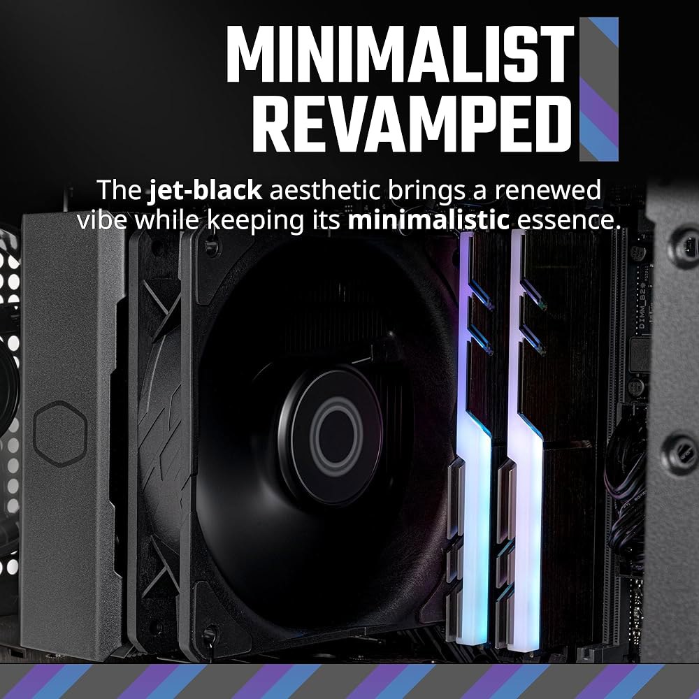 Cooler Master 하이퍼 212 블랙 에디션 CPU 에어 쿨러 실렌시오 FP120 팬 아노다이즈드 건메탈 브러쉬드 니켈 핀 4 구리 직접 접촉 열 파이프 AMD Ryzen/ - 상세 이미지 2