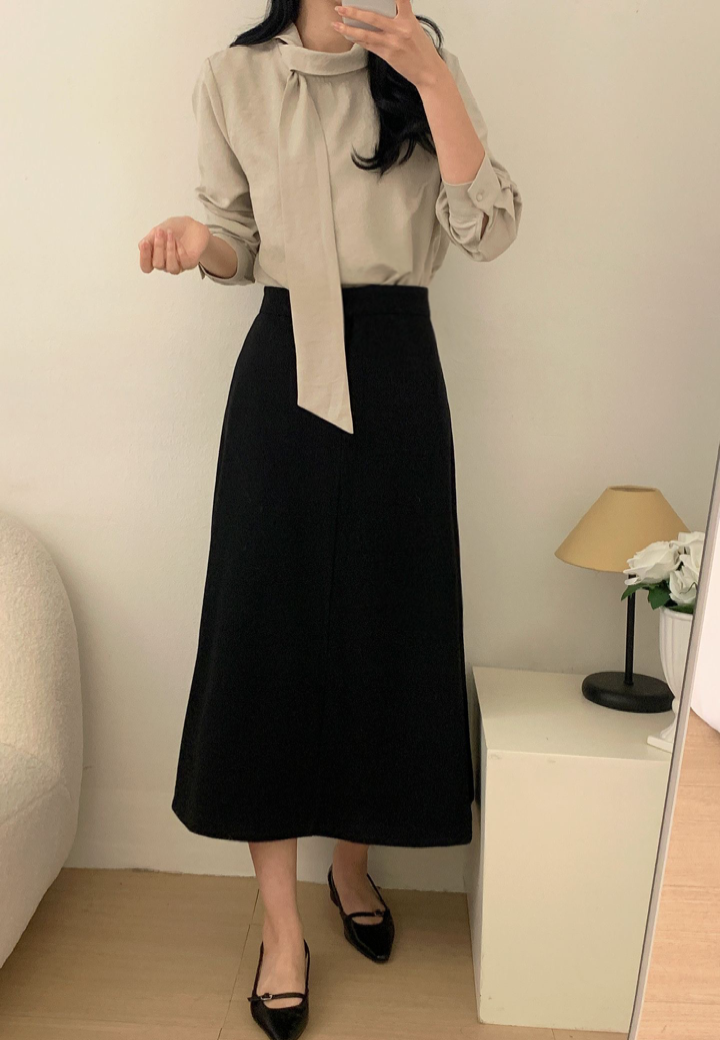 겨울 하객룩 면접 리본 타이 블라우스 셔츠 이미지 7