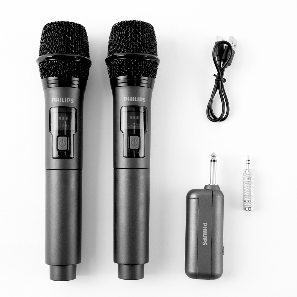 필립스 강의용 공연용 무선 듀얼 마이크 세트 2.4GHz 마이크 2개 리시버 포함 - 상세 이미지 2
