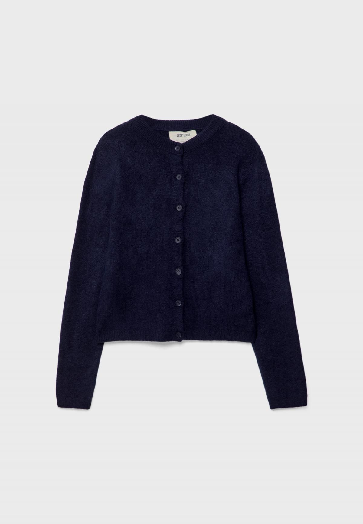 스트라디바리우스 베이직 라운드넥 버튼업 니트 가디건 8559/320 NAVY BLUE - 상품 이미지