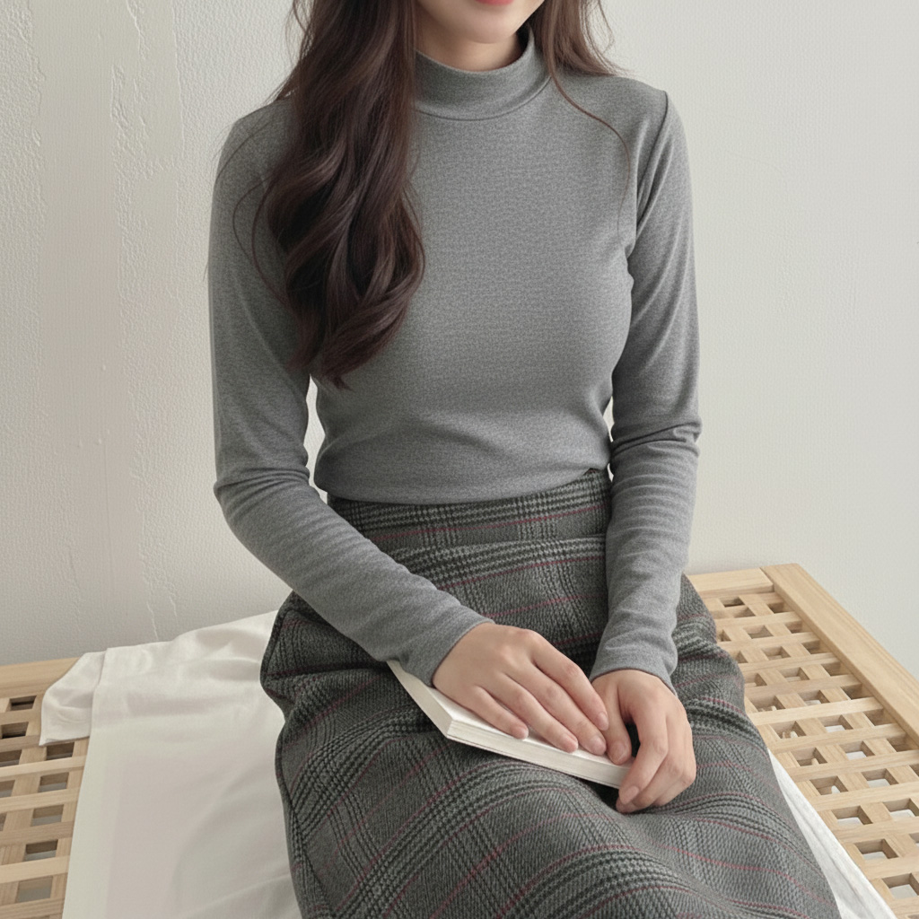 1+1 목기장선택가능 기모폴라티 여성반목폴라 목폴라티 여성목티 기모이너스판 겨울이너기본템 이미지 8