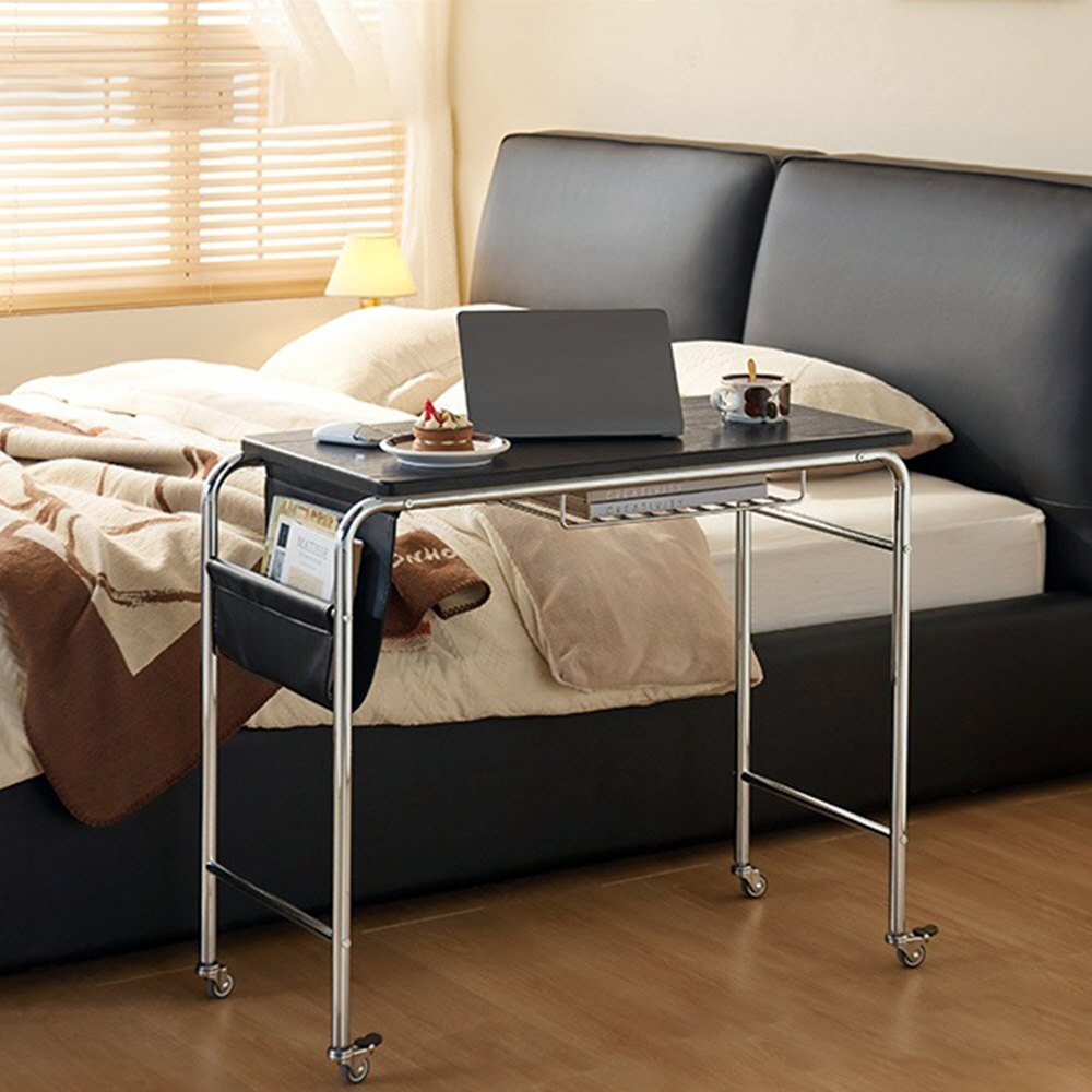 수납강화 바퀴달린 이동식 테이블 슬림 베란다 창가 사이드테이블 블랙