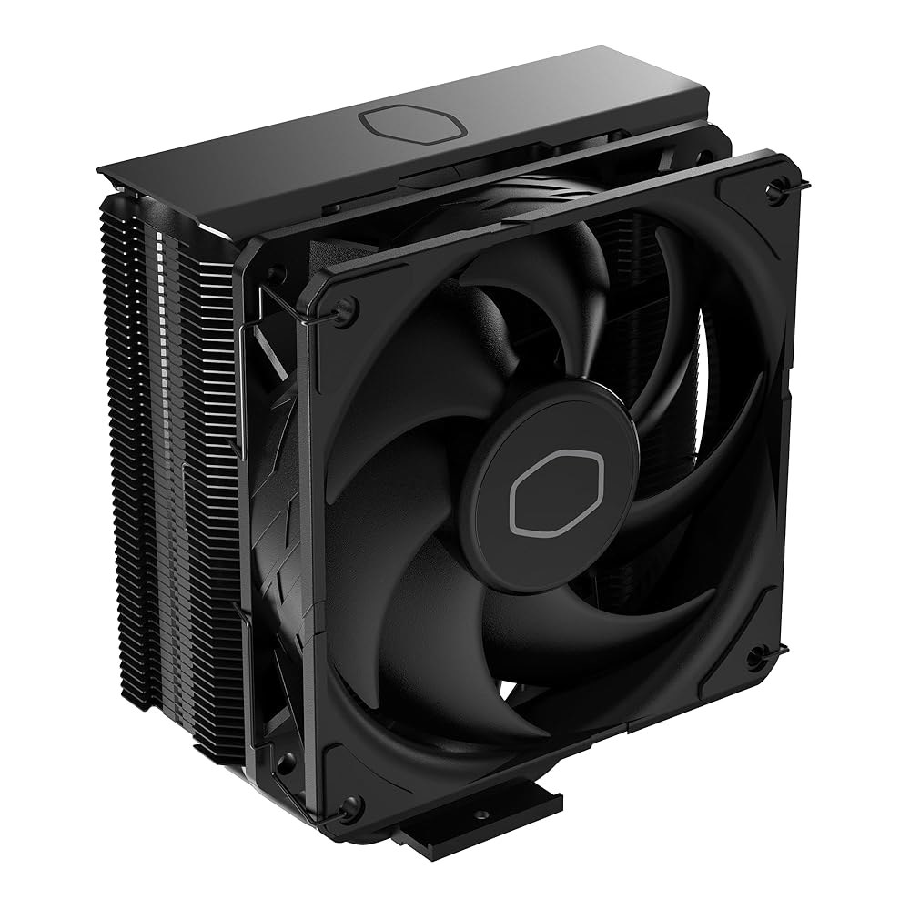 Cooler Master 하이퍼 212 블랙 에디션 CPU 에어 쿨러 실렌시오 FP120 팬 아노다이즈드 건메탈 브러쉬드 니켈 핀 4 구리 직접 접촉 열 파이프 AMD Ryzen/ - 상품 이미지