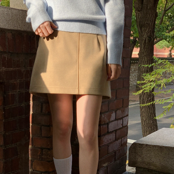 스웨이드 A라인 뒷밴딩 미니 스커트 sk7548 - 상품 이미지
