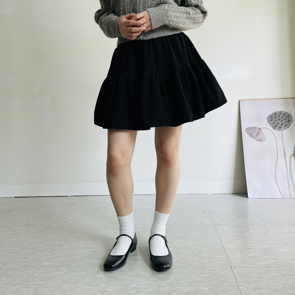 코듀로이스커트 골덴 캉캉 밴딩 미니 스커트 - 상세 이미지 4
