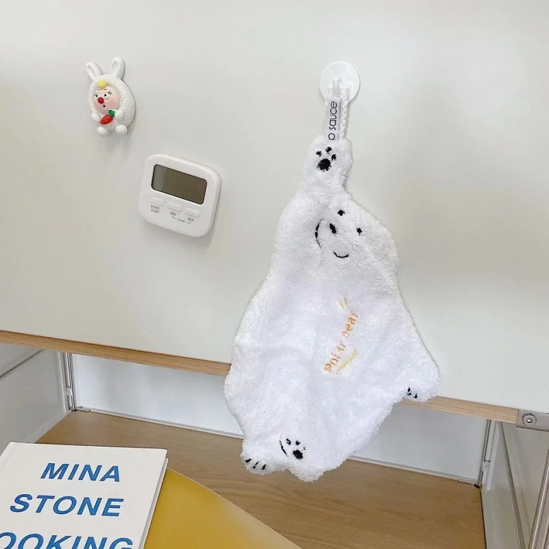 북극곰 핸드타올 타월 센스있는집들이선물 답례품수건 흡수성타올 2colrs 화이트 - 상세 이미지 5
