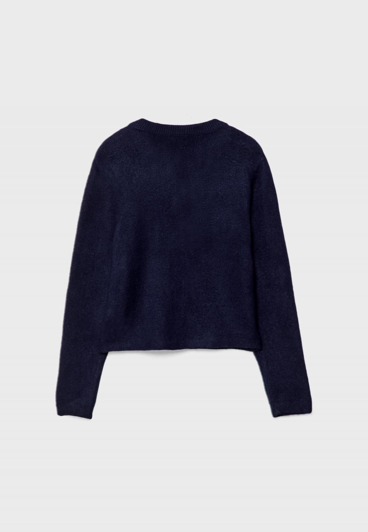 스트라디바리우스 베이직 라운드넥 버튼업 니트 가디건 8559/320 NAVY BLUE - 상세 이미지 3