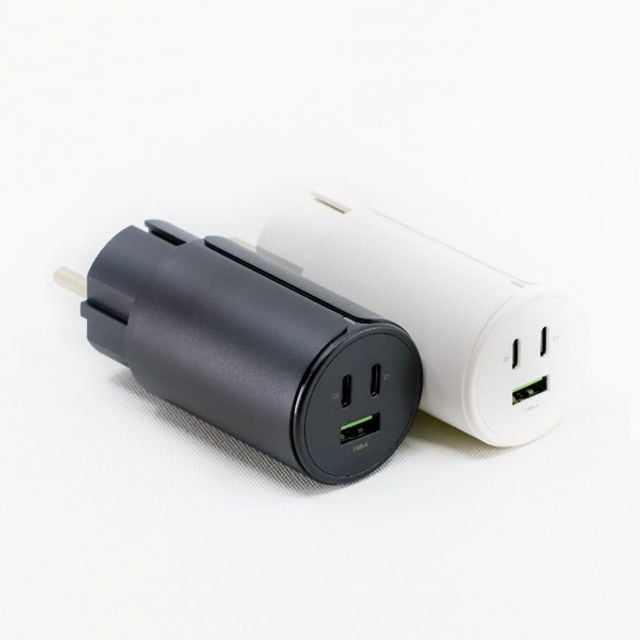 (P)멀티 3포트 GaN 65W PD PPS USB 고속 충전기(화이트/이엘) - 상품 이미지