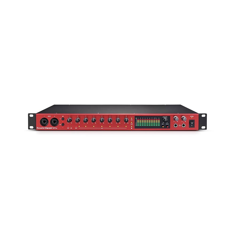 Focusrite Clarett+ 8Pre 스튜디오 등급 18인치/20인치 오디오 인터페이스 - 8개의 고성능, 저소음, 저왜곡 마이크 프리앰프가 정밀한 선명도로 오디오를 캡처합니 - 상품 이미지