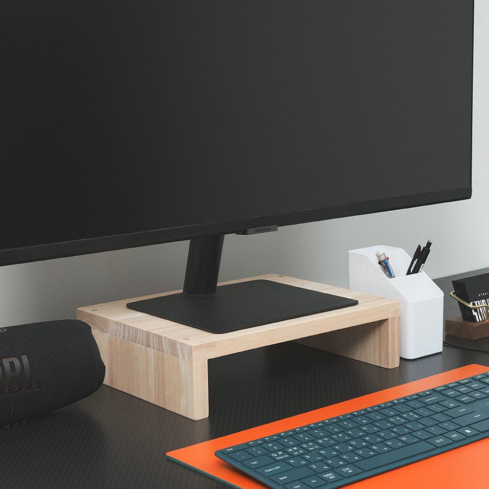 모니터받침대 스탠드 선반 듀얼 컴퓨터 받침 원목 높은 책상 와이드 1단 300 230 80 제품 이미지