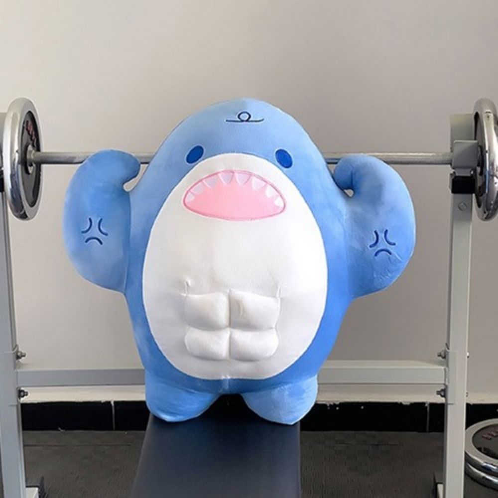 근육 상어 헬창 헬스 인형 쿠션 (대형 몸짱 헬스장 ) - 상품 이미지