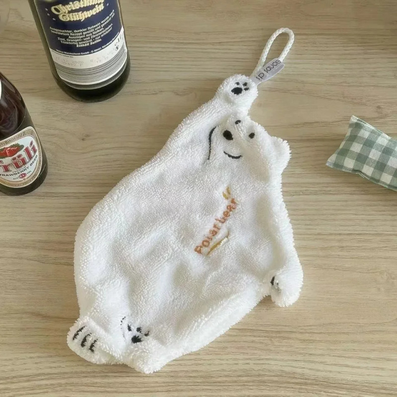북극곰 핸드타올 타월 센스있는집들이선물 답례품수건 흡수성타올 2colrs 화이트 - 상세 이미지 4