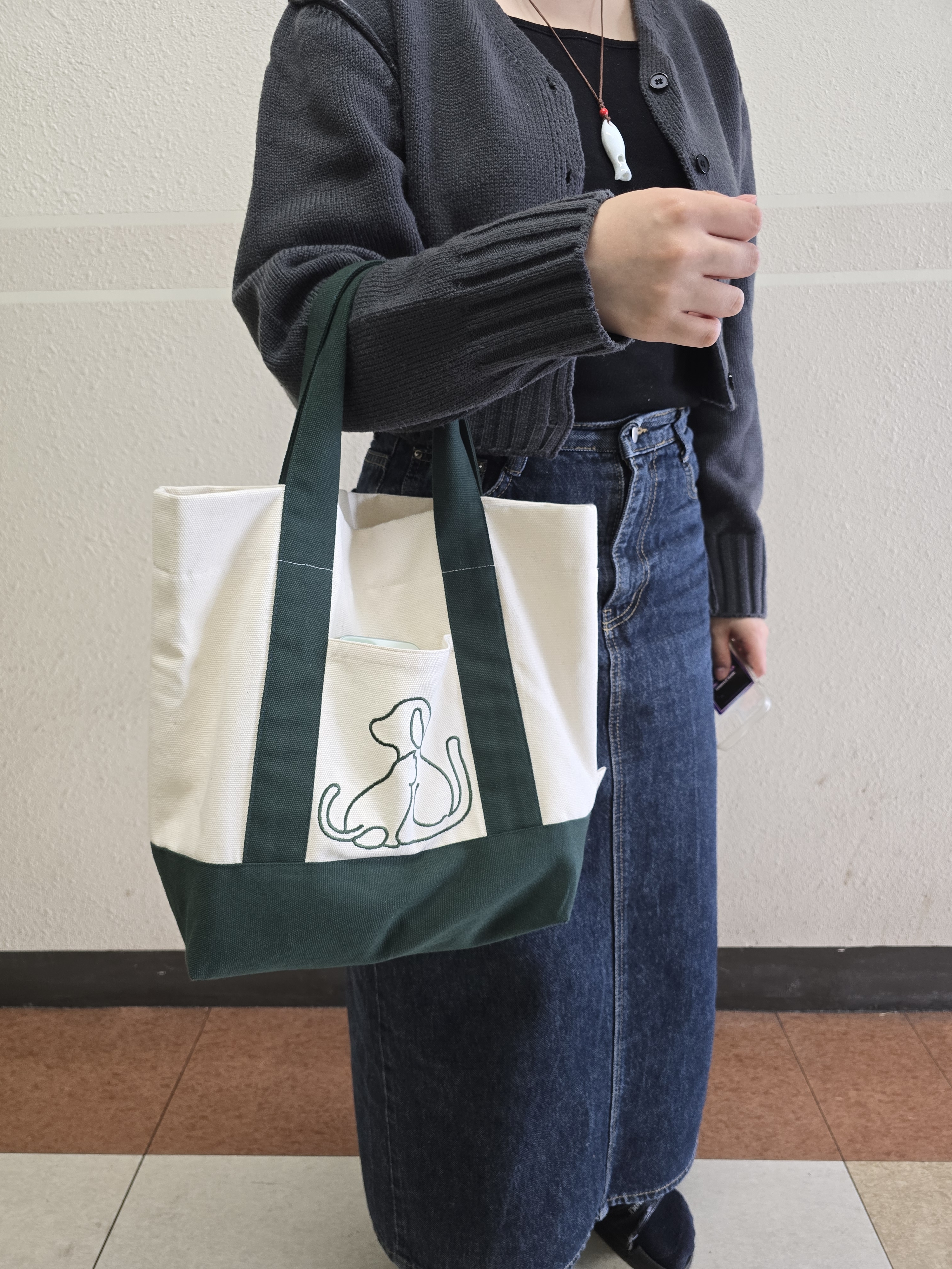 아뮤어스 강아지 산책 가방 캔버스 수납 데일리 에코 토트백 국내 개발 생산 이미지 6