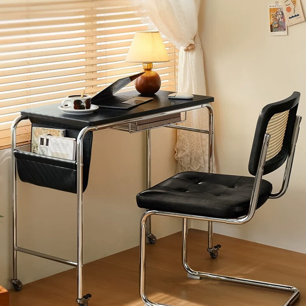 수납강화 바퀴달린 이동식 테이블 슬림 베란다 창가 사이드테이블 블랙