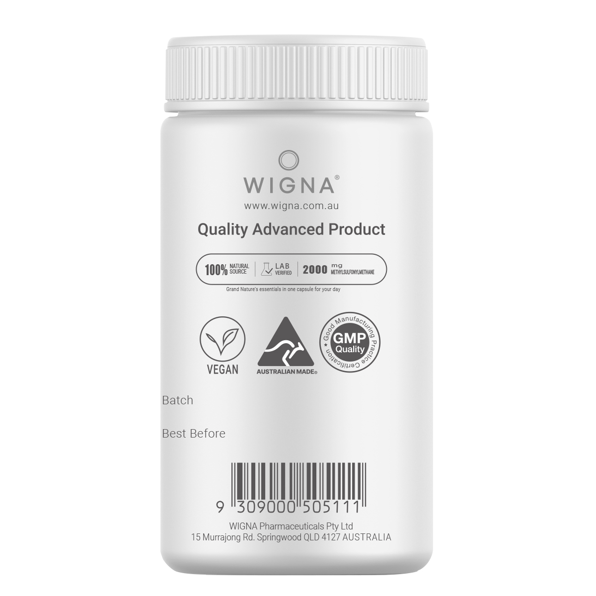 위그나 호주산 MSM 2000mg 메틸 술포닐 메탄 피부건강 500mg x 60캡슐 - 상세 이미지 2
