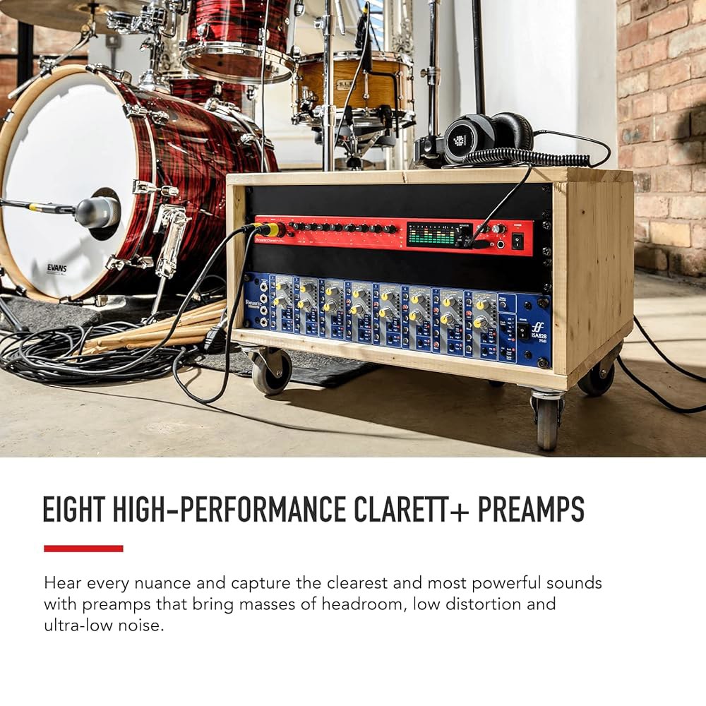 Focusrite Clarett+ 8Pre 스튜디오 등급 18인치/20인치 오디오 인터페이스 - 8개의 고성능, 저소음, 저왜곡 마이크 프리앰프가 정밀한 선명도로 오디오를 캡처합니 - 상세 이미지 2