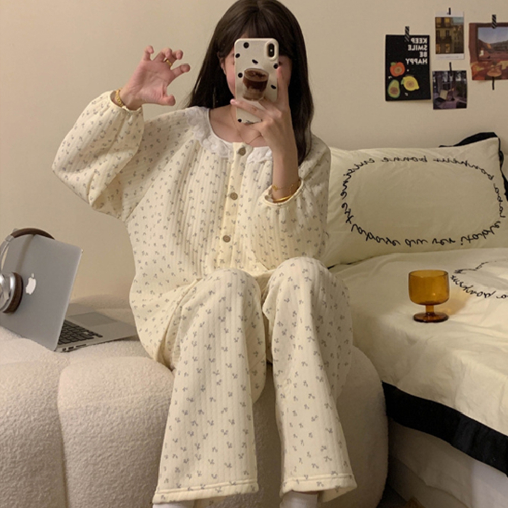 파자마파티잠옷 누빔 귀여운 겨울 상하세트 잠옷 - 상세 이미지 5