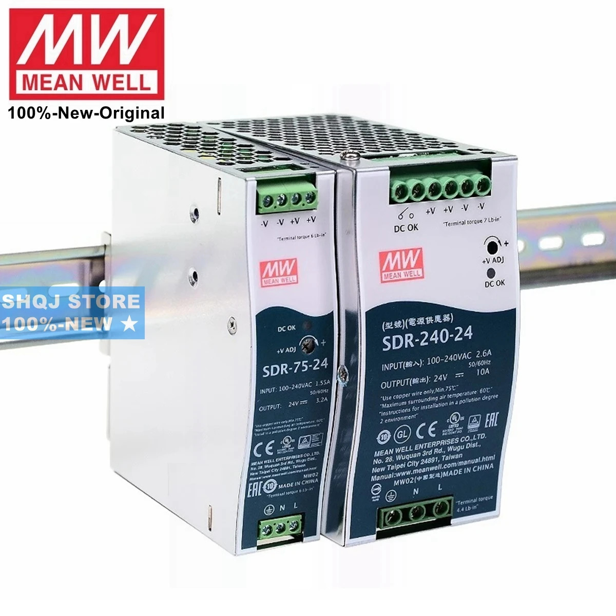 MEAN WELL -새 SDR-75-24 SDR-75-12 SDR-120-24 SDR-120-12 SDR-240-24 SDR-240-12 SDR-480-24 12V 24V 48V